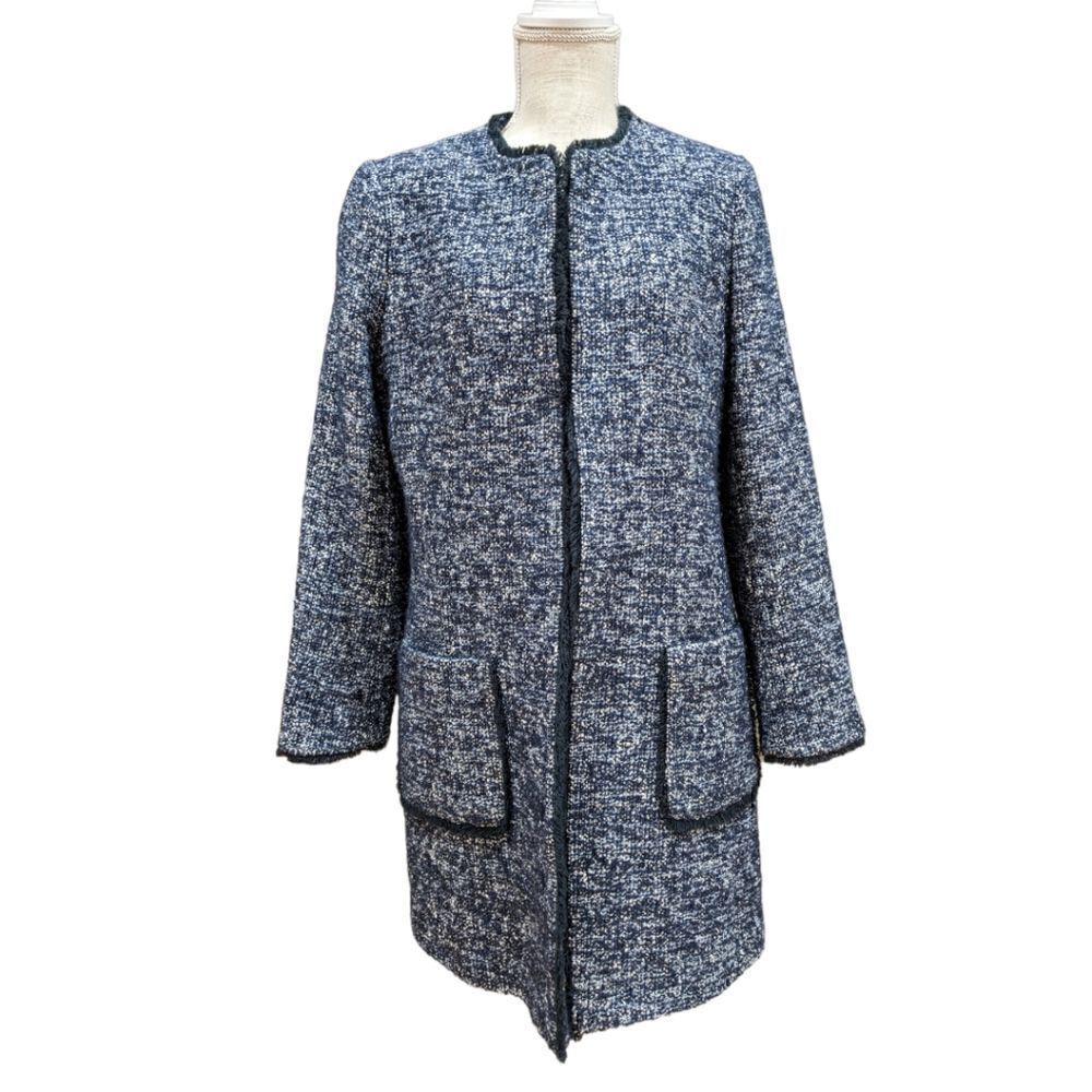 Helene London Women's Blue Tweed Coat Size M